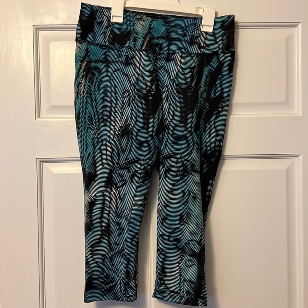 Nike Women Capri Legging Tights Turquoise Black Large